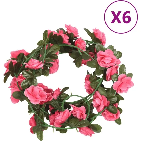 vidaXL blomsterguirlander 240 cm mrk pink, 6 stk