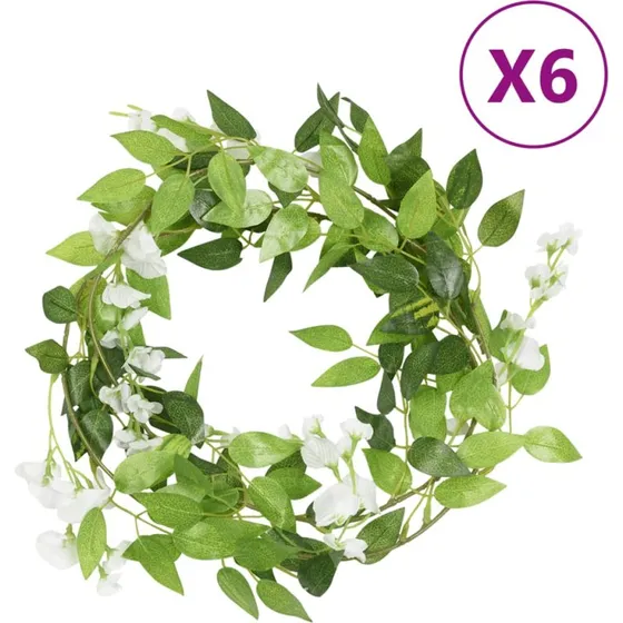 vidaXL blomsterguirlander 6 stk. 200 cm hvid
