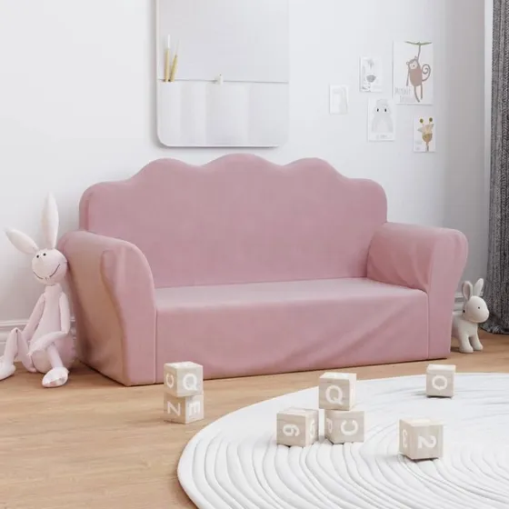 vidaXL 2-personers brnesofa i pink bldt plys