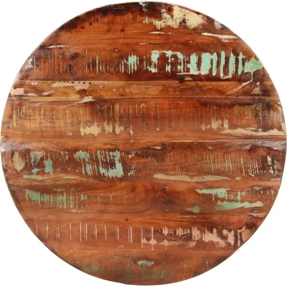 vidaXL bordplade rund Ø70x3,8 cm i massivt genbrugstræ