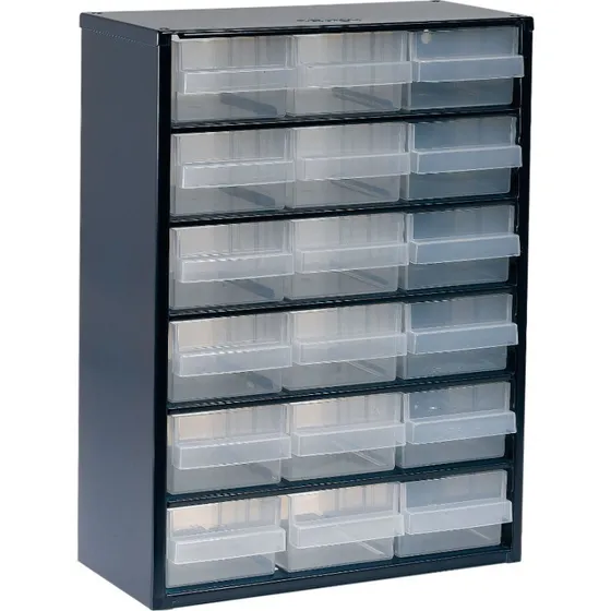 Raaco skuffereol 918-02, 18 skuffer, blå