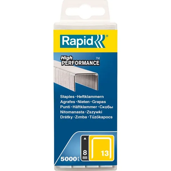 Rapid nr. 13 (13/8) 8 mm galvaniserede fintrdshfteklammer - 5000 stk