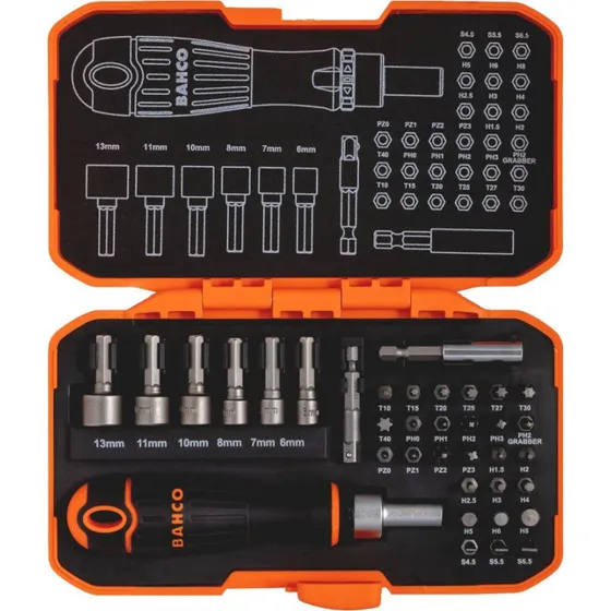Bahco 1/4" bitsst 36 dele med skraldegreb