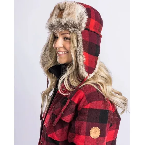 Pinewood Check Hat Rd/Sort XL/2XL