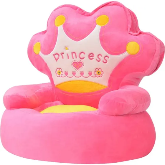 vidaXL børnestol i plys Princess Pink 53x48x50 cm
