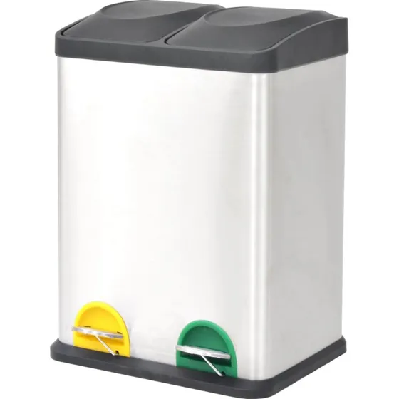 vidaXL pedal-affaldsspand til genbrug 36 L, rustfrit stl