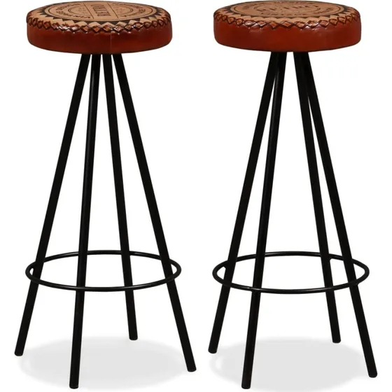 vidaXL barstole 2 stk. gte lder, brun/sort 30H76 cm