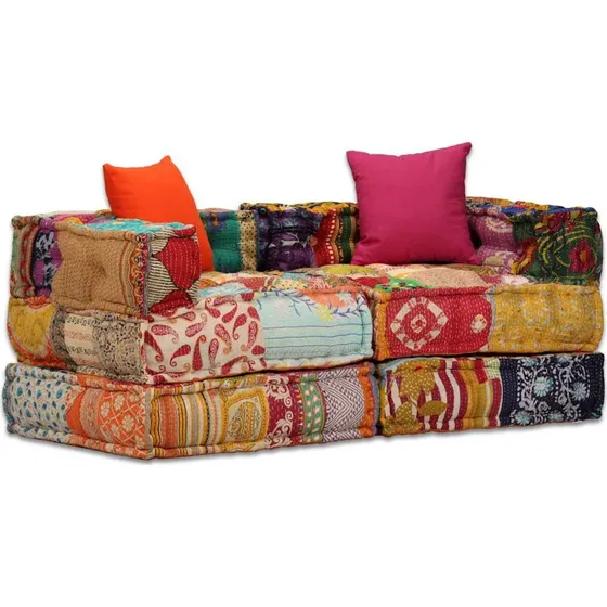 vidaXL 2-personers modulpuf i stof  patchwork