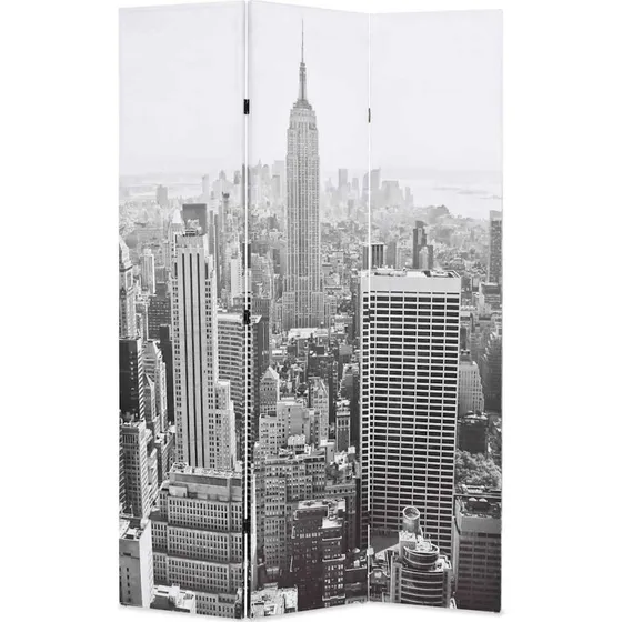 vidaXL foldbar rumdeler 120x170 cm New York by Day sort/hvid