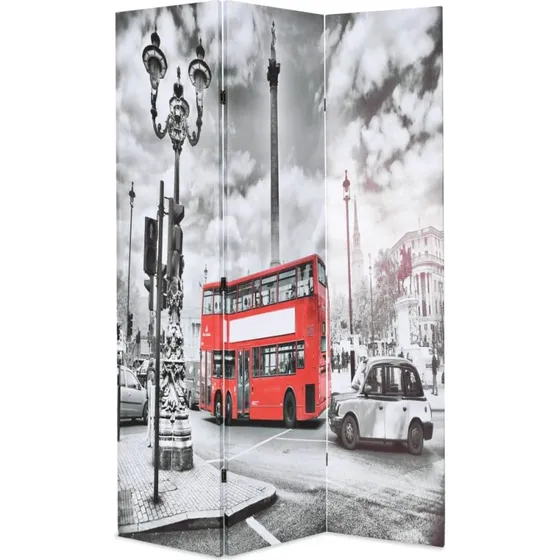 vidaXL foldbar rumdeler 120 x 170 cm London bus sort/hvid