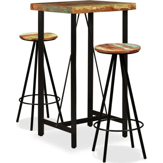 vidaXL barsæt 3 dele i massivt genbrugstræ