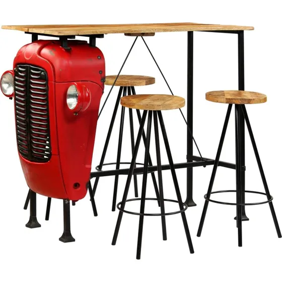 vidaXL barsæt 5 dele i massivt mangotræ 120x60x107 cm