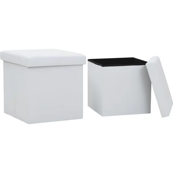 vidaXL foldbare opbevaringsskamler 2 stk. hvid kunstlder