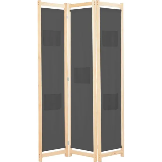 vidaXL 3-panel rumdeler 120x170x4 cm grå stof