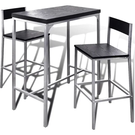 vidaXL barbord st i sort MDF med metalstel