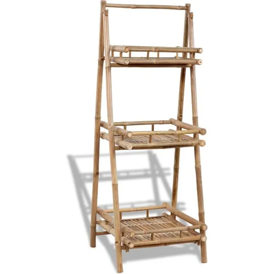 vidaXL foldbart plantestativ i bambus, 3 niveauer 56x50x145 cm
