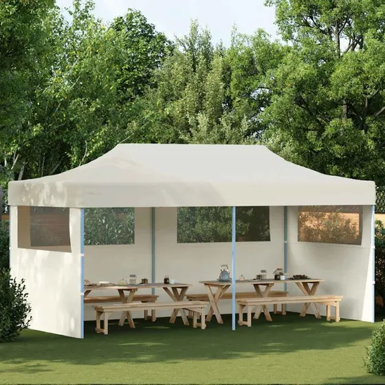 vidaXL foldbart pop-up festtelt 3 x 6 m creme - 4 sidevgge