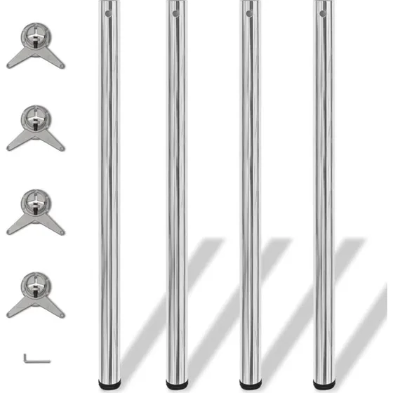 Uden Mrke 4 x justerbare bordben krom 1.100 mm