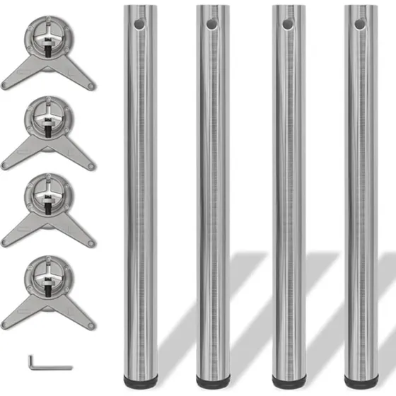 Universal 4 bordben, justerbar højde, børstet nikkel 710 mm