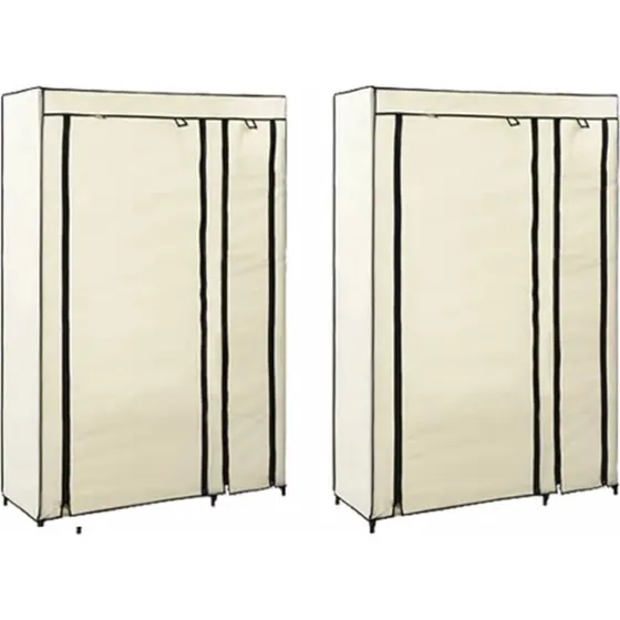 vidaXL foldbart stofskab 2 stk. 110 x 45 x 175 cm creme