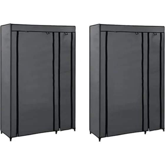 vidaXL foldbart klædeskab 2 stk. 110 x 45 x 175 cm, gråt stof