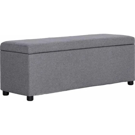vidaXL bænk med opbevaring 116 cm polyester lysegrå