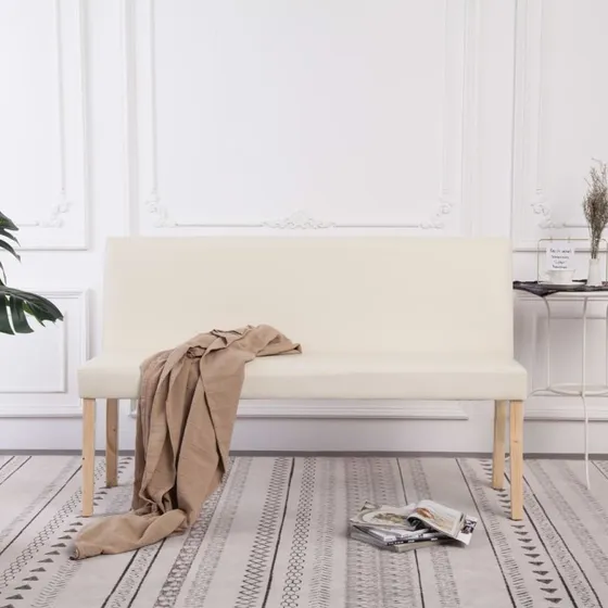 vidaXL bænk i kunstlæder 139,5 cm - creme