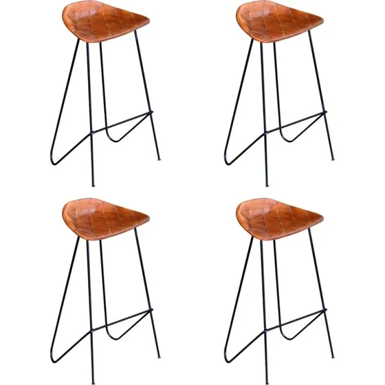 vidaXL barstole 4 stk. i gte lder, brun