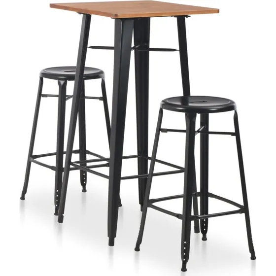 vidaXL barst 3 dele - sort stel, massiv fyrretr