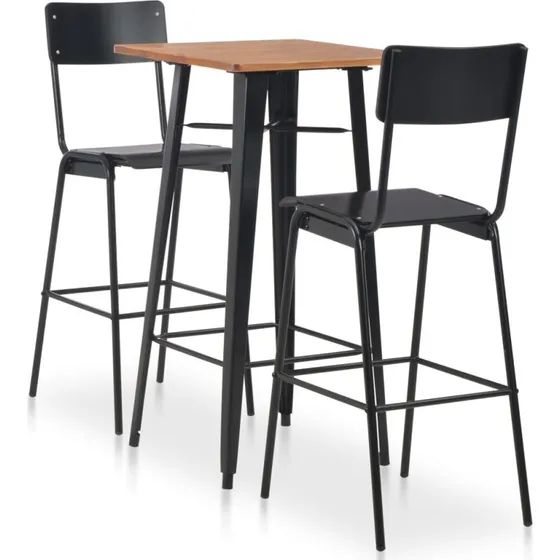 vidaXL barst 3 dele - sort stl & fyrretr