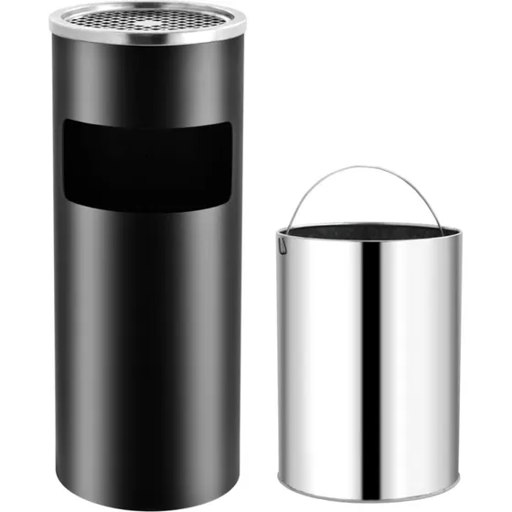 vidaXL askebger med integreret affaldsspand 30 L stl sort