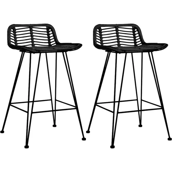 vidaXL 2-pak barstole i rattan, sort