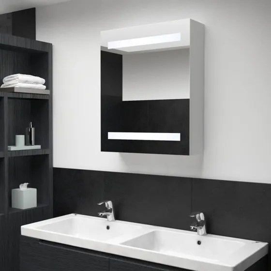 vidaXL spejleskab med LED 50x13,5x60 cm