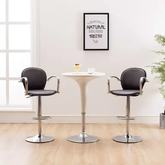 vidaXL 2 stk. barstole med armlæn, brun kunstlæder