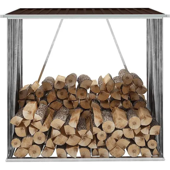 vidaXL brndeskur 163x83x154 cm galvaniseret stl brun