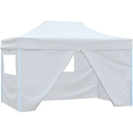 vidaXL foldbart festtelt 280x410x315 cm 4 sidevægge hvid