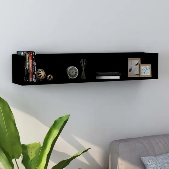 vidaXL CD-hylde 100x18x18 cm konstrueret træ, sort