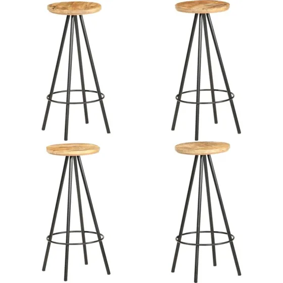 vidaXL barstole 4 stk. ru mangotræ med sort jernramme