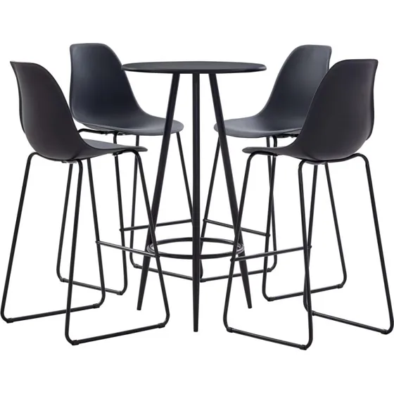 vidaXL barst 5 dele sort (bord + 4 barstole)