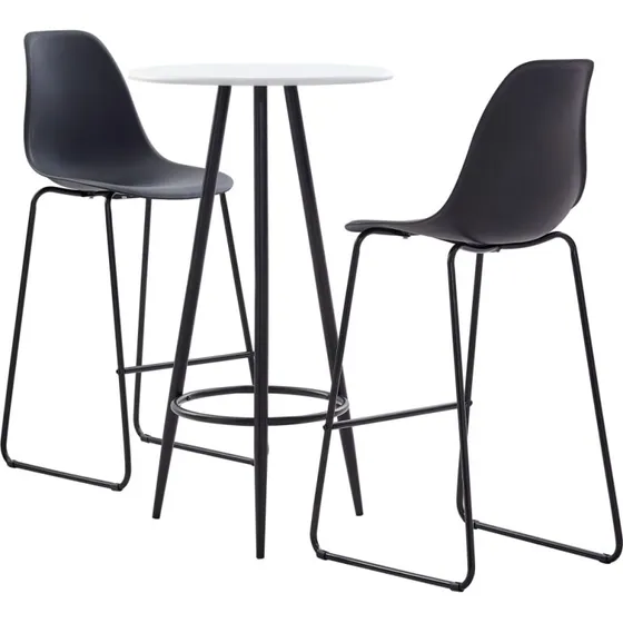 vidaXL barst i 3 dele plastik, sort/hvid