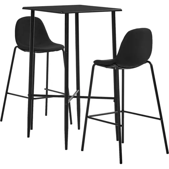 vidaXL 3-delers barsæt med stofsæder, sort