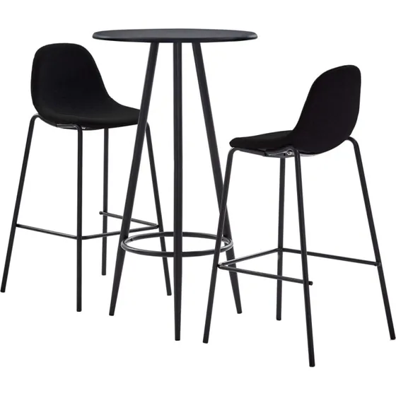 vidaXL barsæt 3 dele stof sort