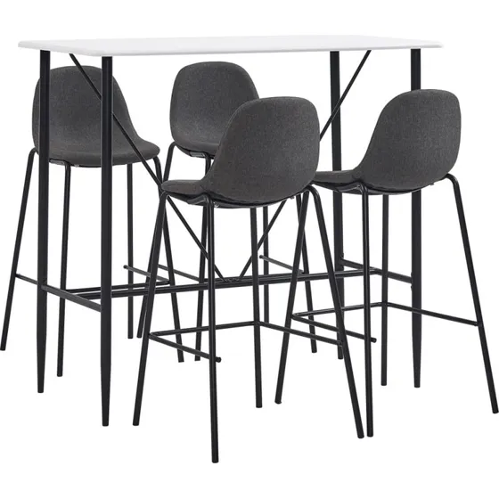 vidaXL barsæt 5 dele stof mørkegrå – barbord + 4 barstole
