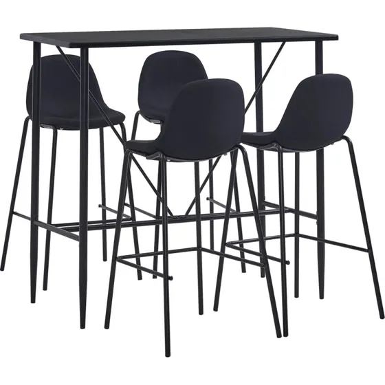 vidaXL barst 5 dele polstret stof, sort