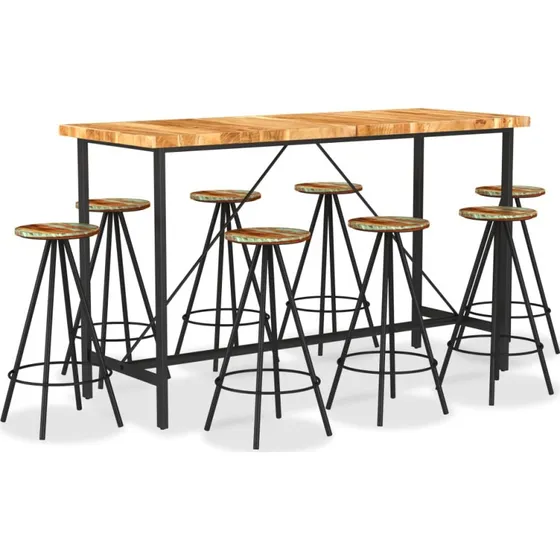 vidaXL barst 9 dele i massivt akacietr og genbrugstr