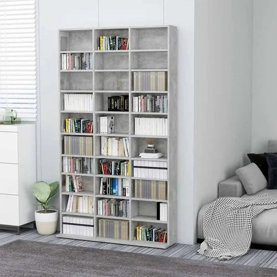 vidaXL CD-reol 102x16x177,5 cm konstrueret træ – betongrå