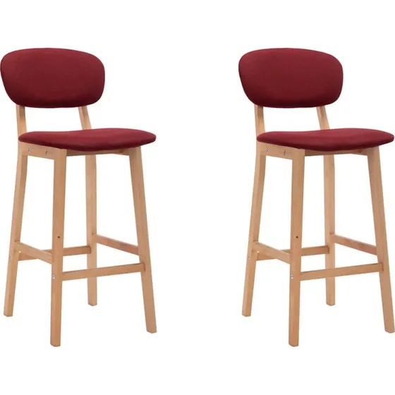 vidaXL barstole 2 stk. stof vinrød, massivt bøgetræ