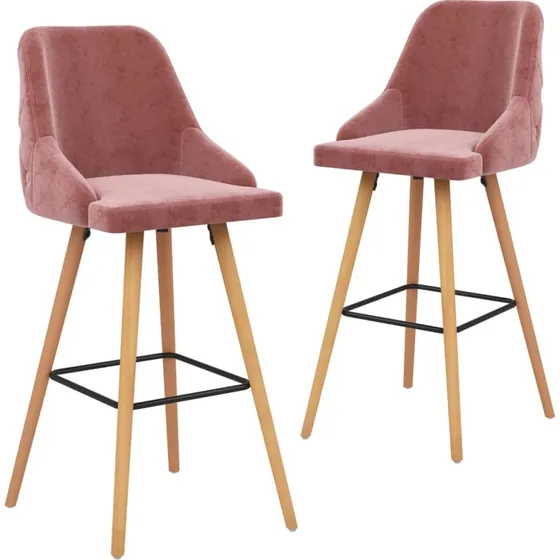 vidaXL barstole 2 stk. – fløjl lyserød