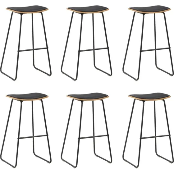 vidaXL barstole 6 stk – kunstlæder, sort