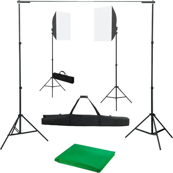 vidaXL fotostudiest med softbox og justerbar baggrund 300 cm